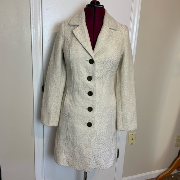 EUC Merona  Ivory  front buttons Coat - Picture 2 of 14